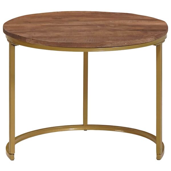 vidaXL Tavoli da Caffè Nido 2 pcs Legno massello di mango e acciaio