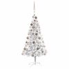 vidaXL Albero di Natale Preilluminato con Palline Argento 150 cm PET