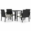 vidaXL Set da Pranzo da Giardino 5 pz in Polyrattan Nero