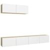 vidaXL Mobili TV 3 pz Bianco e Rovere Sonoma in Legno Multistrato