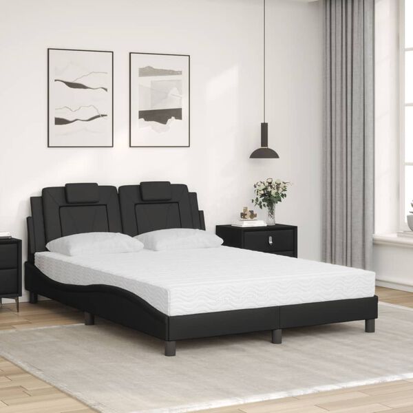 vidaXL Letto Viana con Materasso Nero 140x200 cm in Similpelle