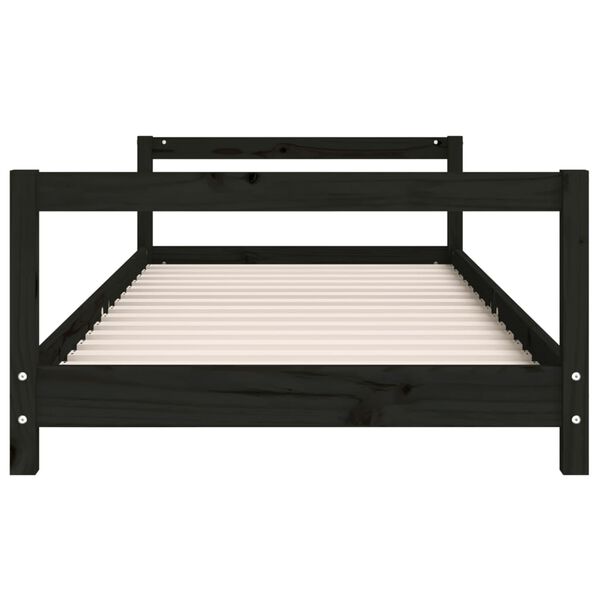 vidaXL Giroletto per Bambini Nero 90x200 cm in Legno Massello di Pino