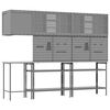 vidaXL Set di mobili da lavoro con lo scaffale 10 pcs Nero e Grigio