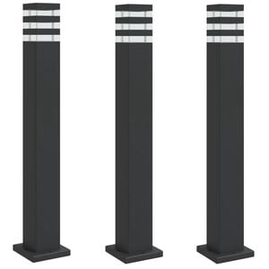 vidaXL Lampade da Terra per Esterni 3pz Nere 80 cm in Alluminio