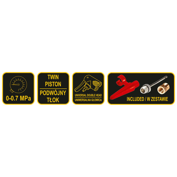 VOREL Pompa a Pedale a Doppio Pistone con Manometro