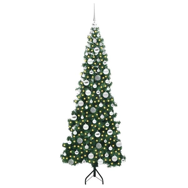 vidaXL Albero di Natale Artificiale Angolare con 300 LED Verde 180 cm