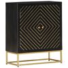 vidaXL Credenza Nero e Oro 60x30x75 cm in Legno Massello di Mango