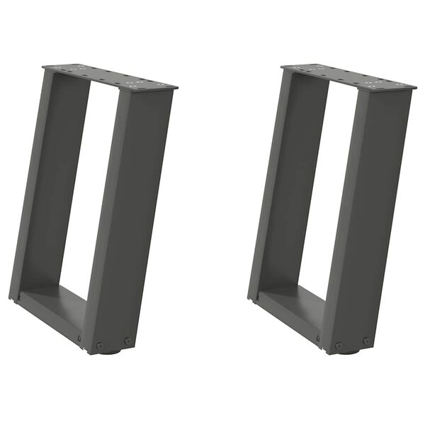 vidaXL Gambe per Tavolino da Caff&egrave; a Forma di U 2 pz Antracite 38x(42-43) cm Acciaio