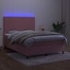 vidaXL Letto a Molle con Materasso e LED Rosa 140x190 cm in Velluto