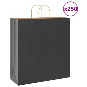 vidaXL Sacchetti di Carta 250 pz con Manici Neri 45x17x48 cm