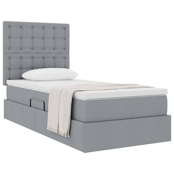 vidaXL Letto con contenitore e materasso Grigio chiaro 100 x 200 cm