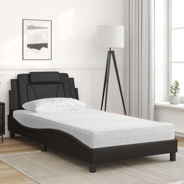 vidaXL Letto Viana con Materasso Nero 100x200 cm in Similpelle