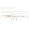 vidaXL Giroletto con Testiera Bianco Small Double Legno Massello
