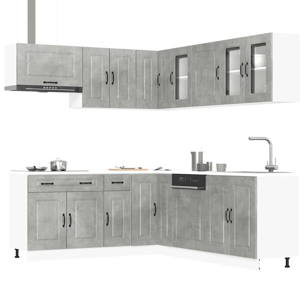vidaXL Set Mobili da Cucina 11 pz Kalmar Grigio Cemento in Truciolato