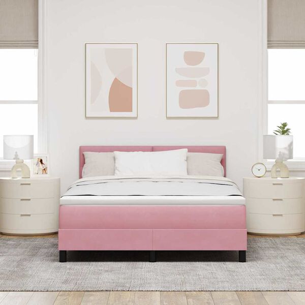 vidaXL Letto a molle con materasso Rosa 140 x 200 cm Velluto