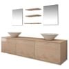 vidaXL Set Mobili da Bagno 10 pz con Lavabo e Rubinetto Beige
