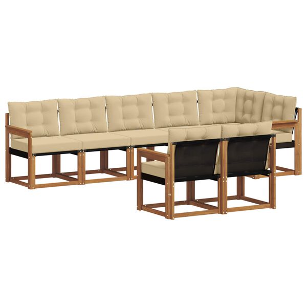 vidaXL Set di divani da esterno con cuscino 8 pcs Naturale e Beige