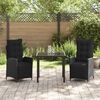 vidaXL Set da Pranzo per Giardino con cuscino 3 pcs Nero polyrattan