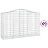 vidaXL Cesti Gabbioni ad Arco 9 pz 200x50x120/140 cm Ferro Zincato