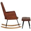 vidaXL Sedia a Dondolo con Poggiapiedi Marrone in Vera Pelle