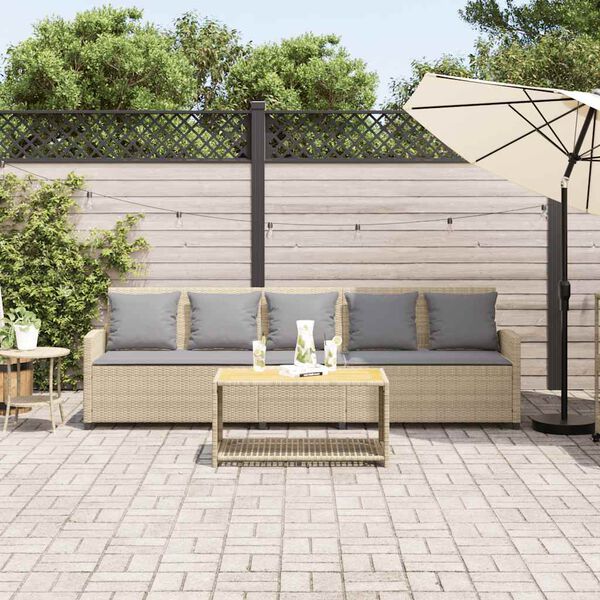 vidaXL Divano da Giardino con Cuscini a 5 Posti Beige in Polyrattan