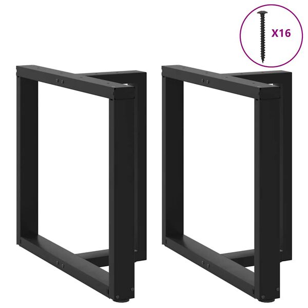 vidaXL Gambe per tavolo da pranzo a forma di T 2 pz nere 80x35x(72-73) cm in acciaio