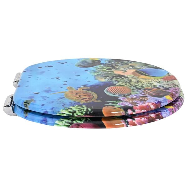 vidaXL Sedile del WC 2 pcs Blu mare profondo 44 x 38 cm Pannello MDF