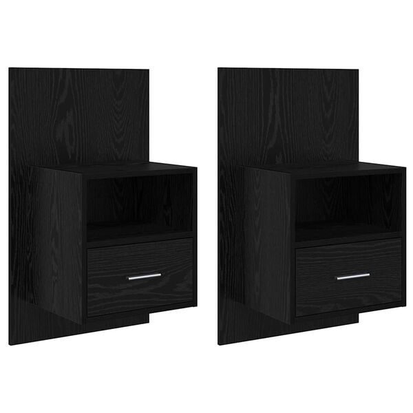 vidaXL Armadio da Notte 2 pcs Rovere Nero 50 x 32,5 x 80cm