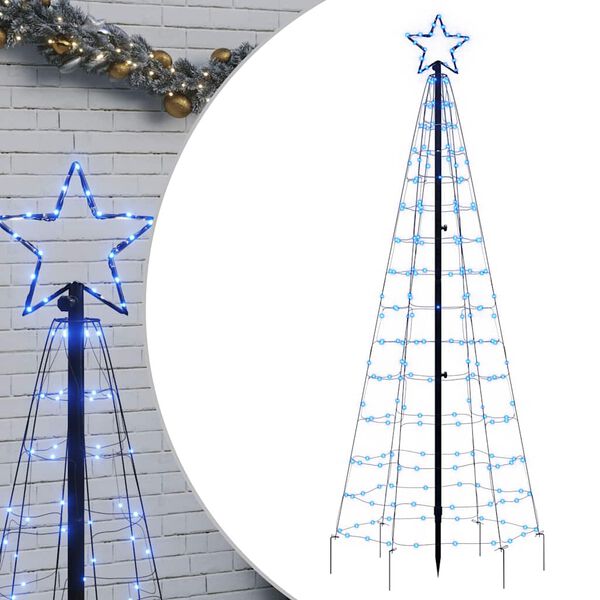 vidaXL Albero di Natale a LED con Punte 220 LED Blu 180 cm