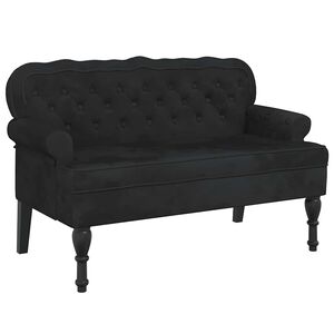 vidaXL Panca con schienale nera 119,5x64,5x75 cm in velluto