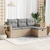 vidaXL Set Divano da Giardino 4 pz con Cuscini Beige in Polyrattan