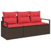 vidaXL Set Divano da Giardino 3 pcs Marrone e Rosso polyrattan