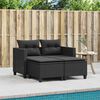 vidaXL Divano da Giardino 2 Posti con Sgabelli Nero in Polyrattan