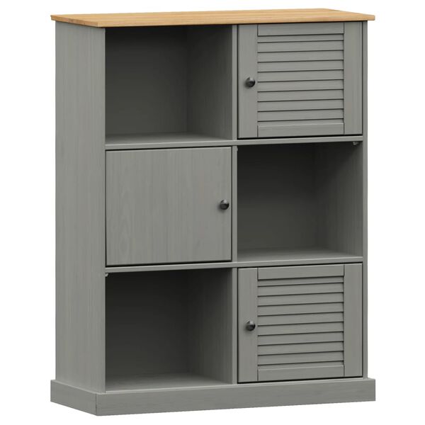 vidaXL Libreria VIGO 90x35x114,5 cm in Legno Massello di Pino Grigio