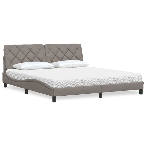 vidaXL Letto con Materasso Tortora 180x200 cm in Tessuto