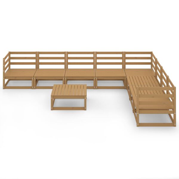 vidaXL Set Divani da Giardino 9 pz Marrone Ambra Legno Massello Pino