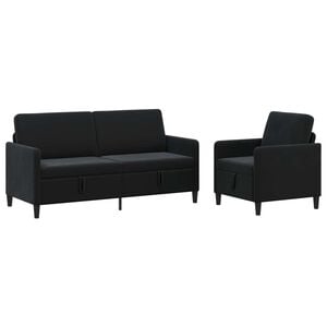 vidaXL Set di Divani con Storage 2 pz Nero Poliestere
