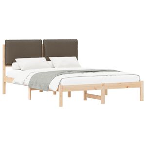 vidaXL Letto con Testiera Rivestita Talpa 135 x 190 cm Pino massello