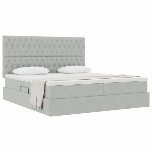 vidaXL Letto con Contenitore Grigio chiaro 180 x 200 cm Velluto