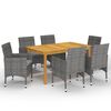 vidaXL Set Mobili da Pranzo per Giardino 7 pz Grigio