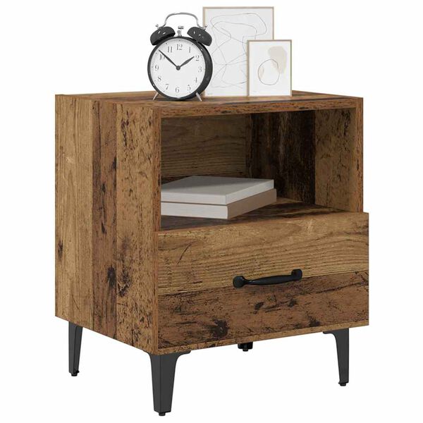 vidaXL Armadio da Notte con cassetto Legno vecchio 40 x 35 x 47,5 cm