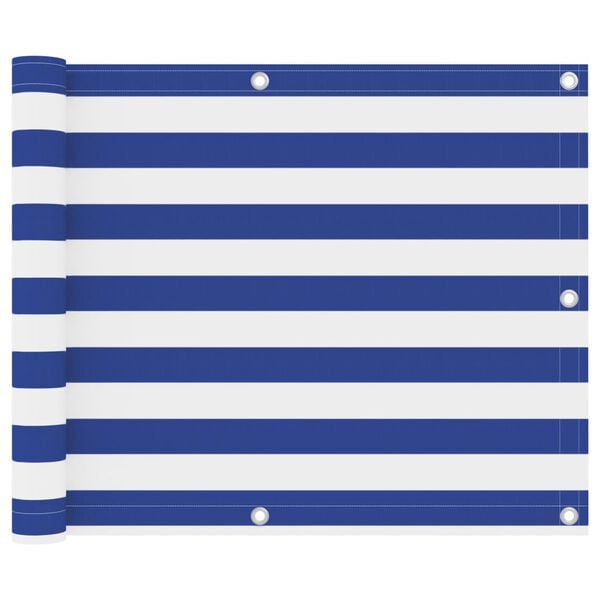 vidaXL Paravento da Balcone Bianco e Blu 75x600 cm in Tessuto Oxford