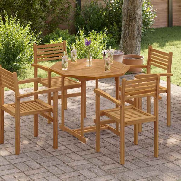 vidaXL Piano per Tavolo 90x90x2,5 cm Ottagonale Legno Massello di Teak