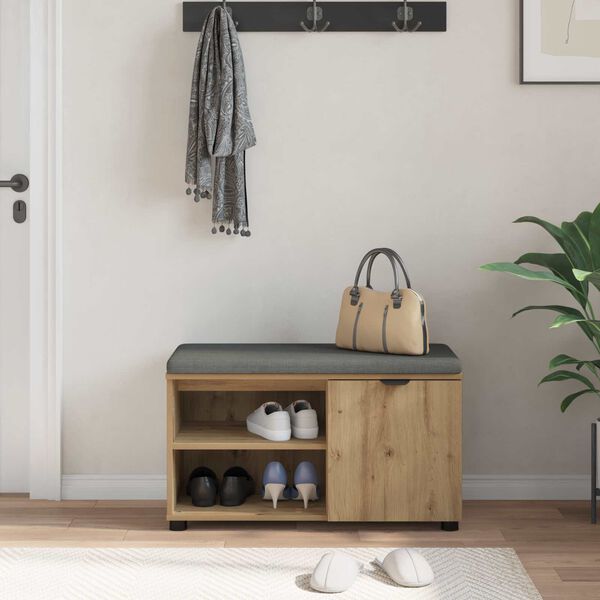 vidaXL Panca per ingresso con porta Rovere Artigianale 80 x 38 x 46 cm