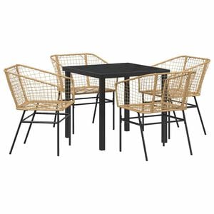 vidaXL Set da Pranzo per Giardino 5 pcs Marrone polyrattan