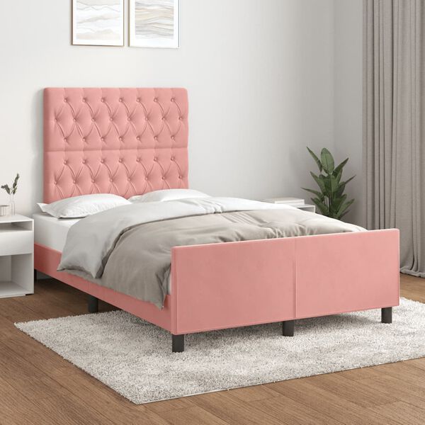 vidaXL Giroletto senza Materasso Rosa 120x190 cm Velluto