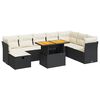 vidaXL Set Divani da Giardino 9 pz con Cuscini Nero Polyrattan Acacia