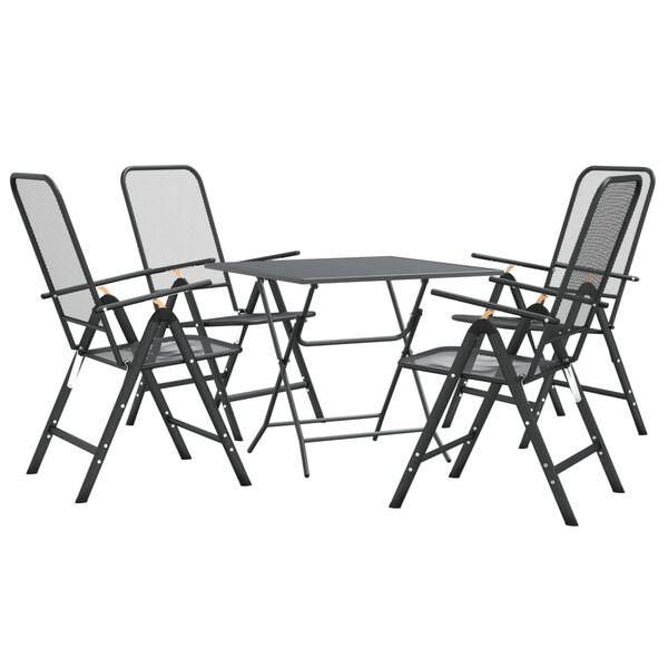 vidaXL Set da Pranzo per Giardino 5pz Rete Metallica Espansa Antracite