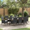 vidaXL Set da Pranzo per Giardino con cuscino 9 pcs Nero polyrattan