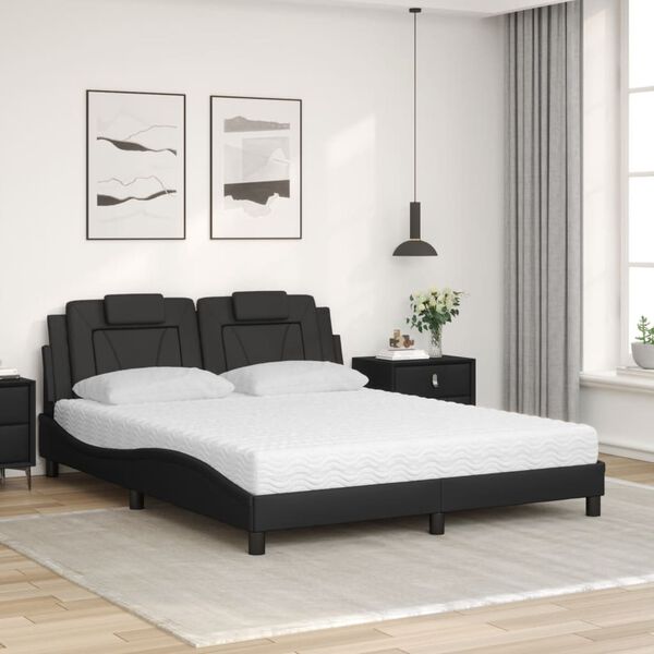 vidaXL Letto Viana con Materasso Nero 160x200 cm in Similpelle